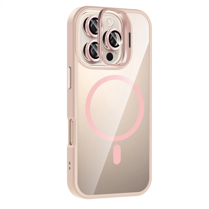 HERŞEYTREND Joko Apple İphone 16 Pro Max Remim Lensli Magsafe Standlı Kapak - Pembe