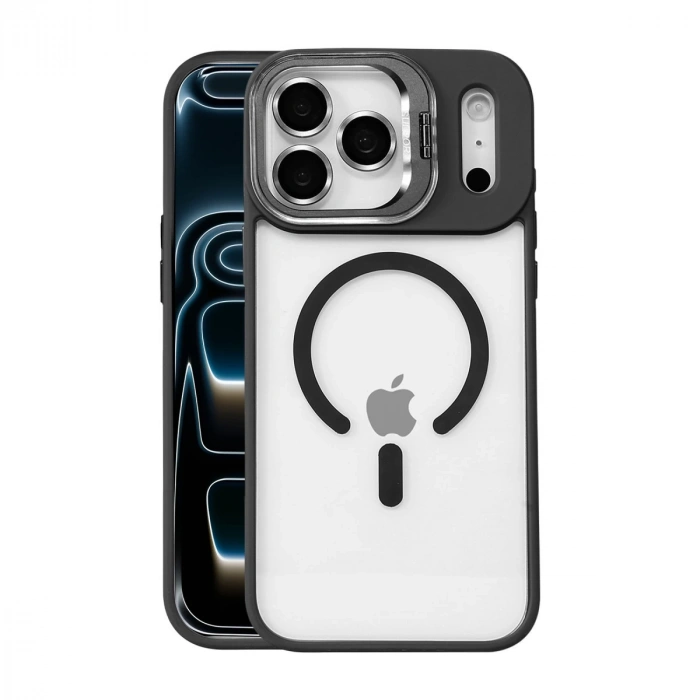 HERŞEYTREND Joko Apple İphone 17 Pro Max Remim Lensli Magsafe Standlı Kapak - Siyah