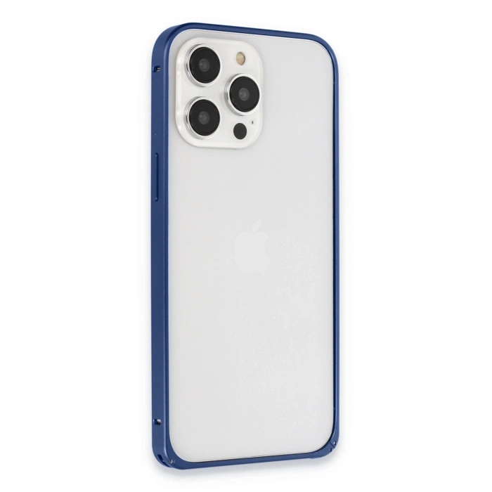 HERŞEYTREND Joko İphone 15 Pro Max Metal Bumper Mat Kapak - Lacivert