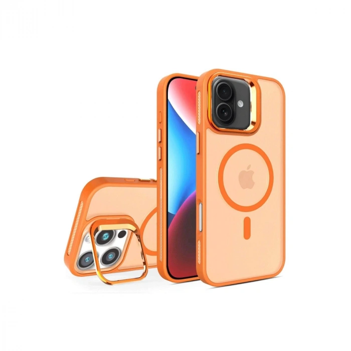 HERŞEYTREND Joko İphone 16 Flet Lens Magsafe Kapak - Turuncu