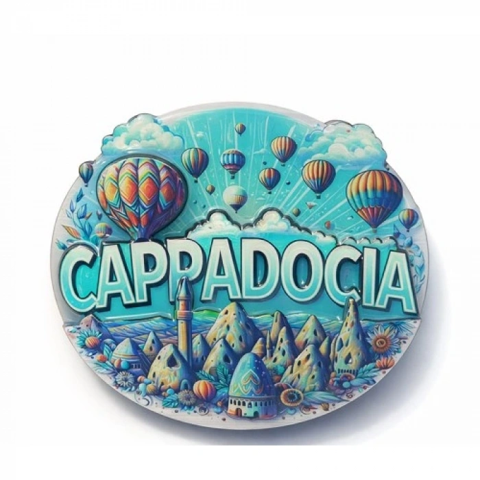 HERŞEYTREND Kapadokya Temalı Ahşap Buzdolabı Magneti Model 6