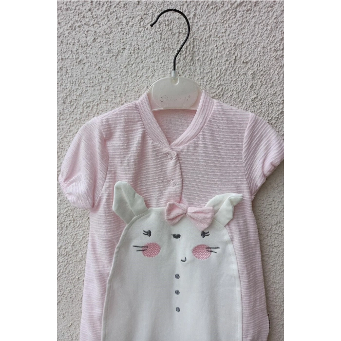 HERŞEYTREND Kedi Figürlü Kısa Kız Tulum 3-6-9 Ay