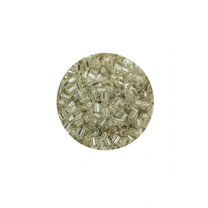 HERŞEYTREND Kesme Cam Boncuk 2mm - 20 Gram - Şeffaf Gümüş -BNC330