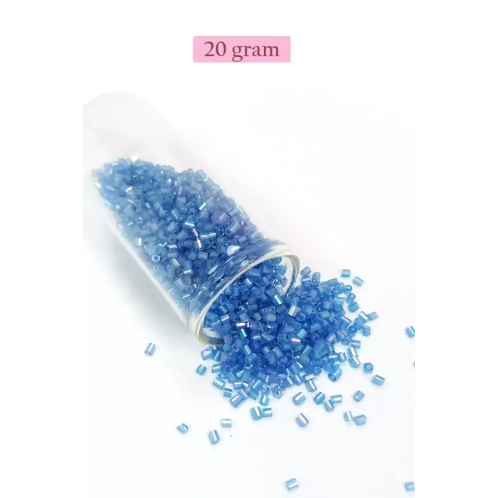 HERŞEYTREND Kesme Cam Boncuk 2mm - 20 Gram - Şeffaf Mavi -BNC326