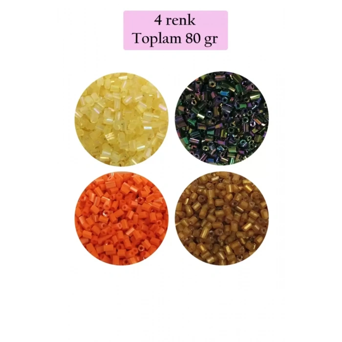 HERŞEYTREND Kesme Cam Boncuk 2mm - 4 Renk - Toplam 80 Gram - BNC435