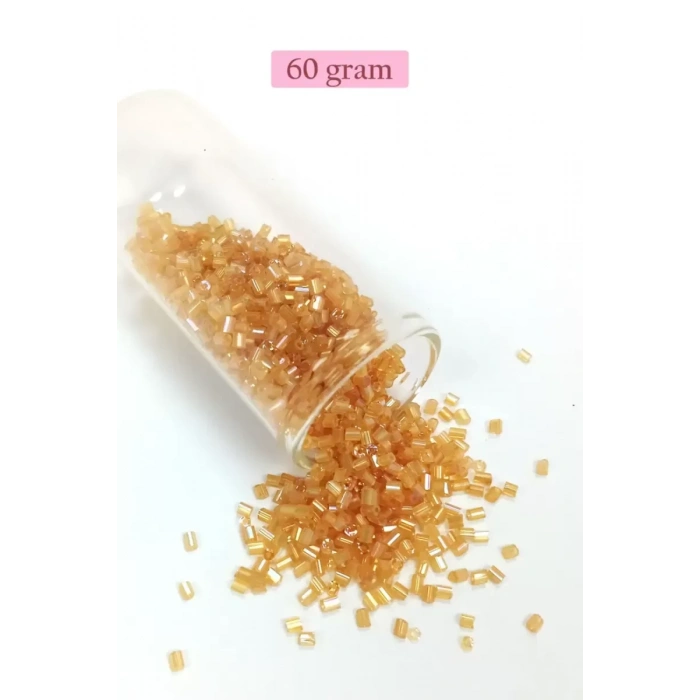 HERŞEYTREND Kesme Cam Boncuk 2mm - 60 Gram - Şeffaf Altın - BNC366