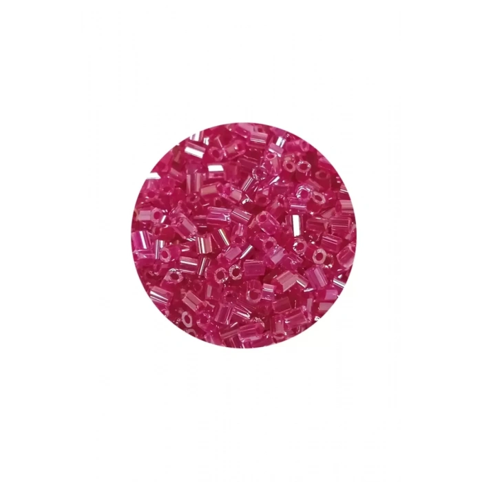 HERŞEYTREND Kesme Cam Boncuk 2mm - 60 Gram - Şeffaf Koyu Pembe - BNC394