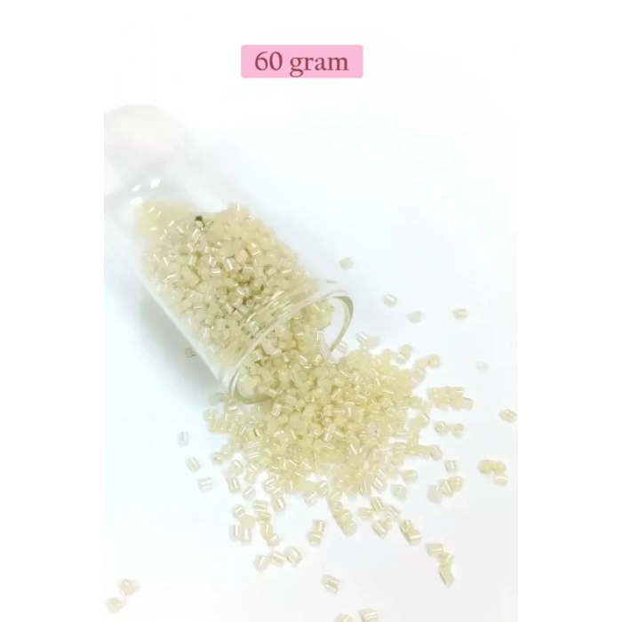 HERŞEYTREND Kesme Cam Boncuk 2mm - 60 Gram - Şeffaf Krem - BNC387