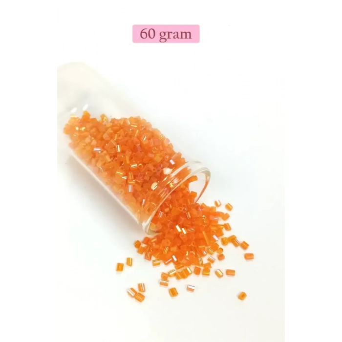 HERŞEYTREND Kesme Cam Boncuk 2mm - 60 Gram - Şeffaf Turuncu - BNC362