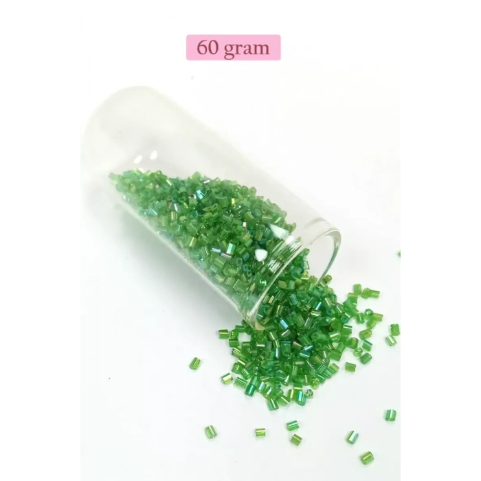 HERŞEYTREND Kesme Cam Boncuk 2mm - 60 Gram - Şeffaf Yeşil - BNC355