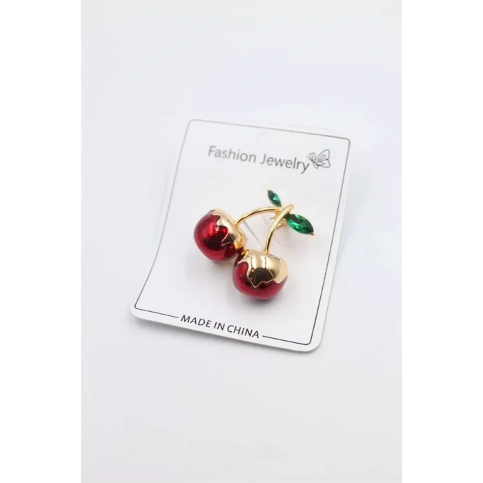 HERŞEYTREND Kiraz Broş - Kırmızı