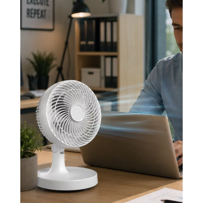 HERŞEYTREND Kompakt Mini Fan Otomatik Salınımlı Sessiz Masaüstü Vantilatör