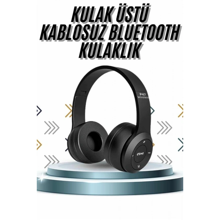 HERŞEYTREND Kulak Üstü Bluetooth Kulaklık Yüksek Ses Kaliteli Ayarlanabilir