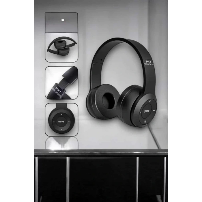 HERŞEYTREND Kulak Üstü TF Kart ve AUX Destekli Ergonomik Bluetooth Kulaklık