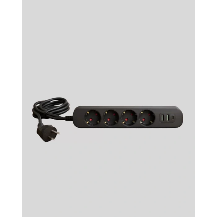 HERŞEYTREND Led Anahtarlı Akım Korumalı Çoklu Priz 4 Priz 3 USB Girişli