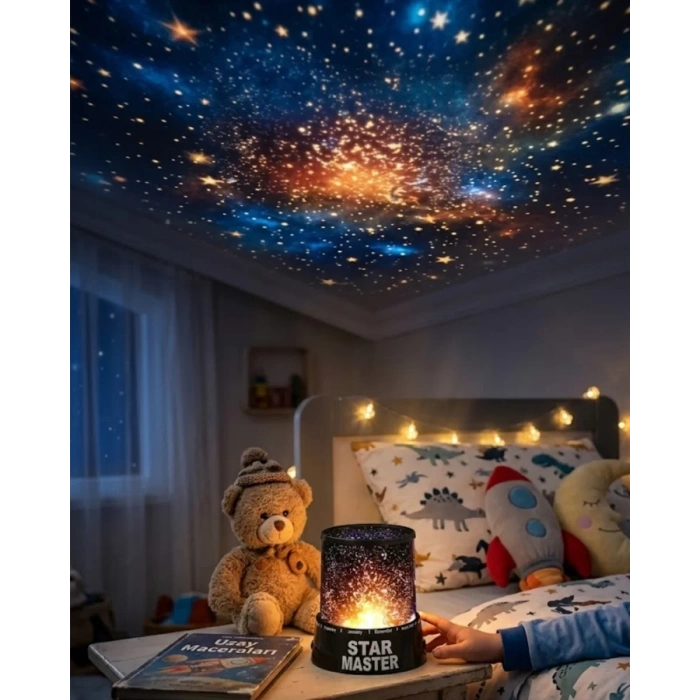 HERŞEYTREND LED Yıldız Projeksiyon Lambası Romantik Oda Atmosfer Işığı