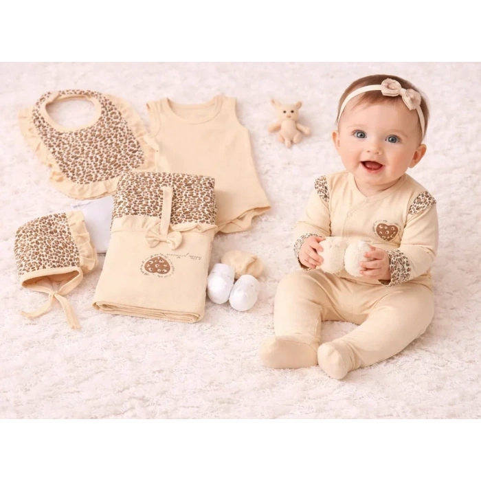 HERŞEYTREND Leopar Desenli 8li Yeni Doğan Seti