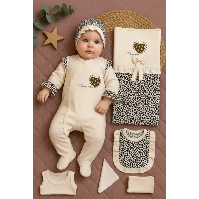 HERŞEYTREND Leopar Desenli 8li Set Yeni Doğan