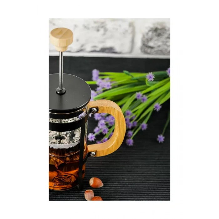 HERŞEYTREND Lüx Cam 350 ml French Press Siyah