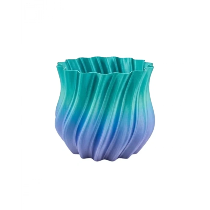 HERŞEYTREND Mavi Degrade Kıvrımlı 3D Vazo Minimal Modern Ev Dekoru