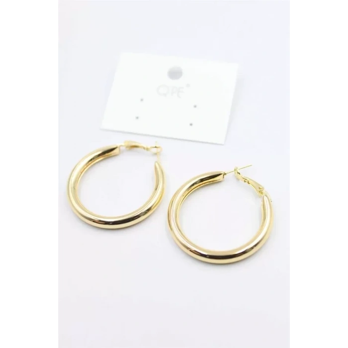 HERŞEYTREND Metal Halka Küpe 3cm - Altın