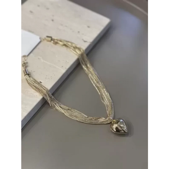 HERŞEYTREND Metal Kalp Kolye - Altın