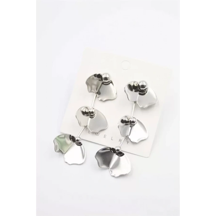 HERŞEYTREND Metal Yaprak Küpe - Gümüş