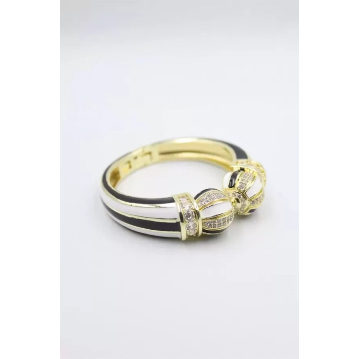 HERŞEYTREND Mineli Kelepçe Bilezik - Siyah