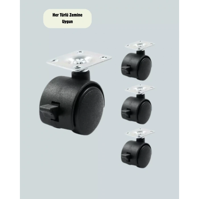 HERŞEYTREND Mobilya İçin Kilitli 4 cm Tekerlek Ayak Seti