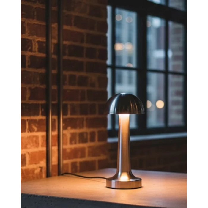 HERŞEYTREND Modern Mantar Masa Lambası Dokunmatik 3 Işık Modlu Şarjlı Kablosuz LED