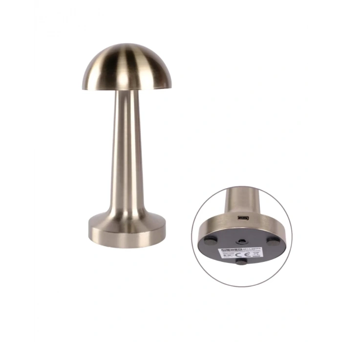 HERŞEYTREND Modern Mantar Masa Lambası Dokunmatik 3 Işık Modlu Şarjlı Kablosuz LED