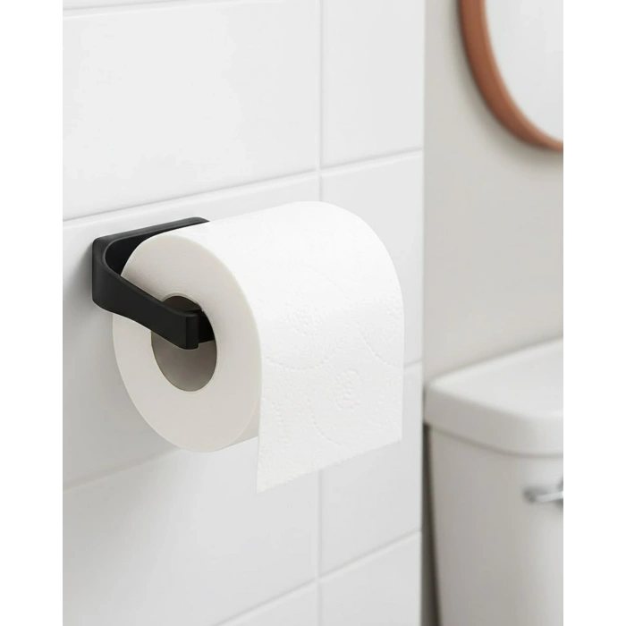 HERŞEYTREND Modern Siyah Tuvalet Kağıtlığı Duvar Tipi Minimal Tasarım Peçetelik