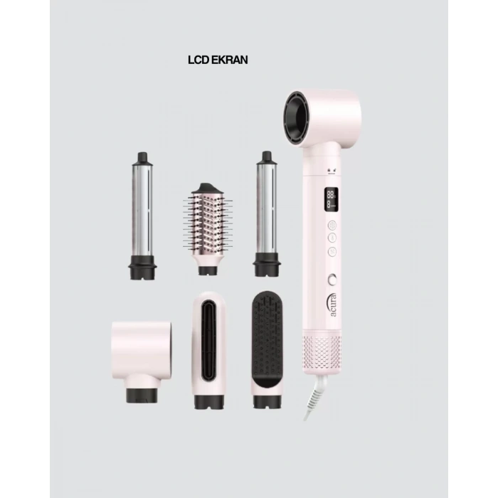 HERŞEYTREND Motorlu LCD Ekranlı Saç Şekillendirme Seti