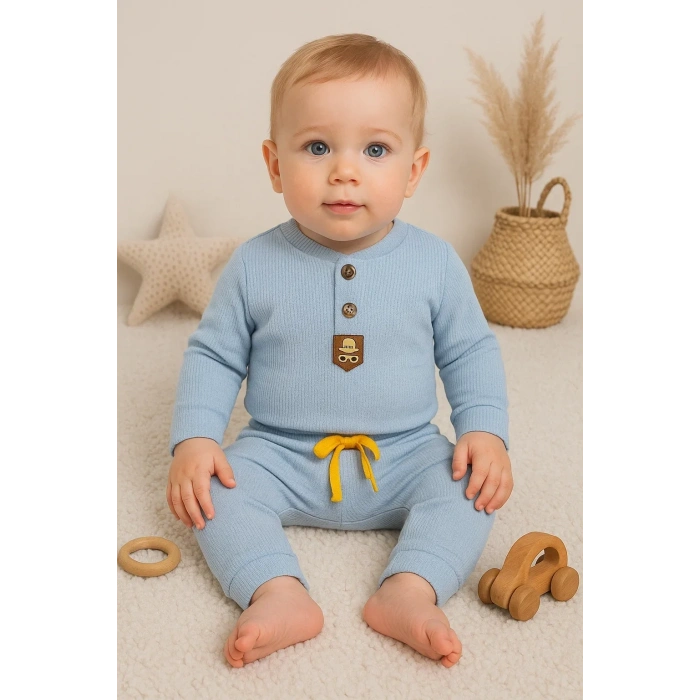 HERŞEYTREND New Waffle Çıtlı Düğmeli 2li Mevsimlik Takım