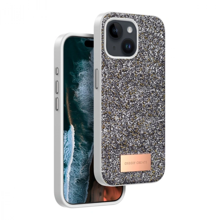 HERŞEYTREND Onegif Apple İphone 15 Bright Simli Kapak - Gümüş