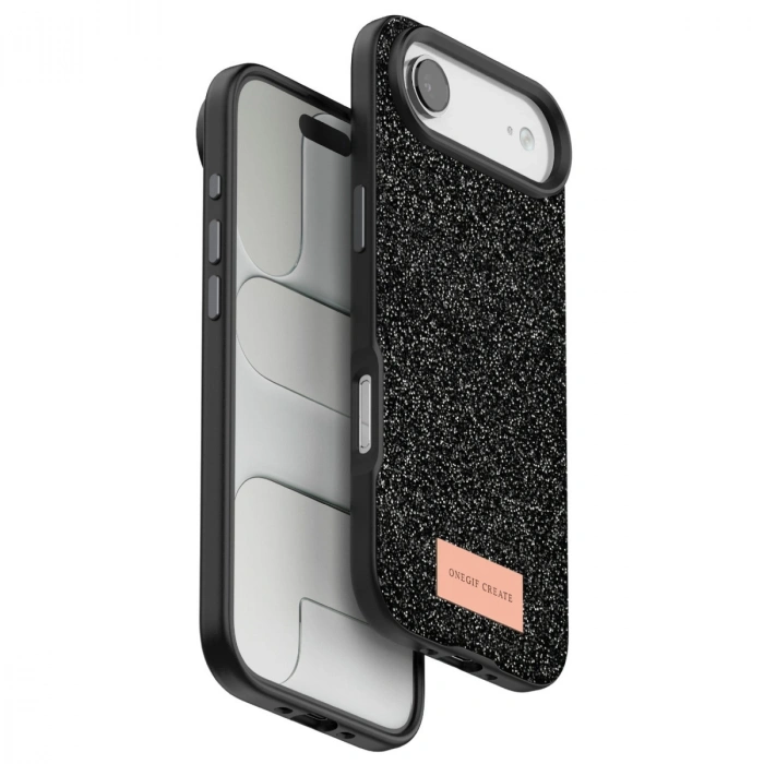 HERŞEYTREND Onegif Apple İphone 17 Air Bright Simli Kapak - Siyah