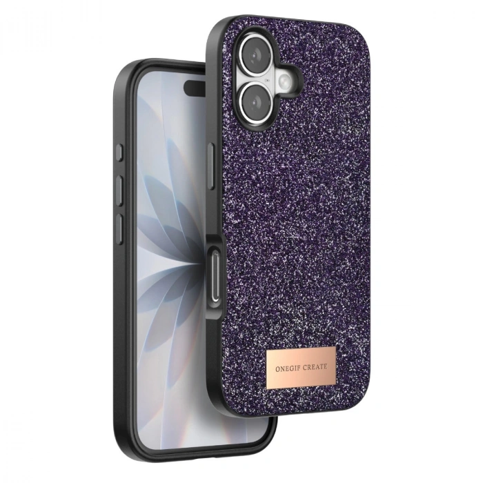 HERŞEYTREND Onegif Apple İphone 17 Bright Simli Kapak - Derin Mor