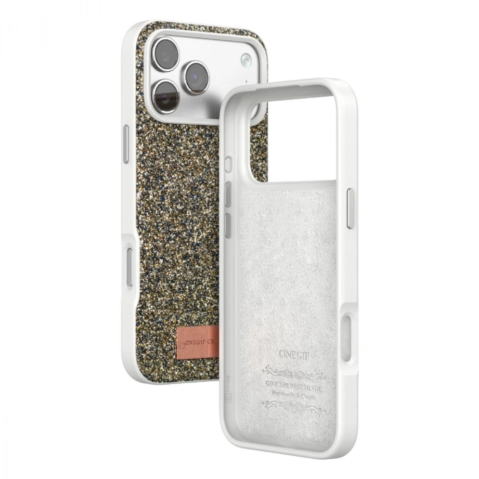 HERŞEYTREND Onegif Apple İphone 17 Pro Max Bright Simli Kapak - Çöl Titanyum