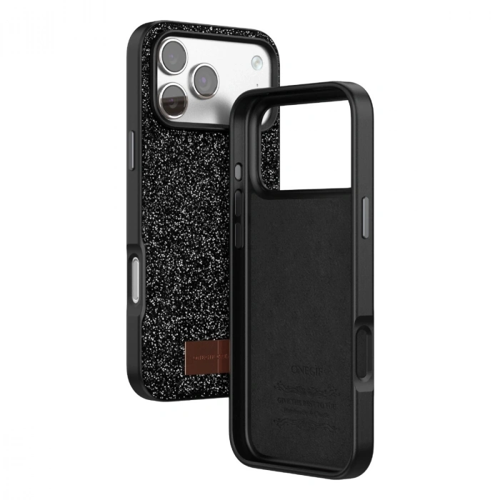 HERŞEYTREND Onegif Apple İphone 17 Pro Max Bright Simli Kapak - Siyah