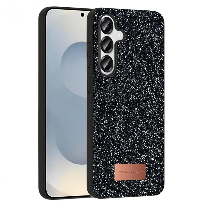 HERŞEYTREND Onegif Samsung Galaxy S25 Plus Bright Simli Kapak - Siyah