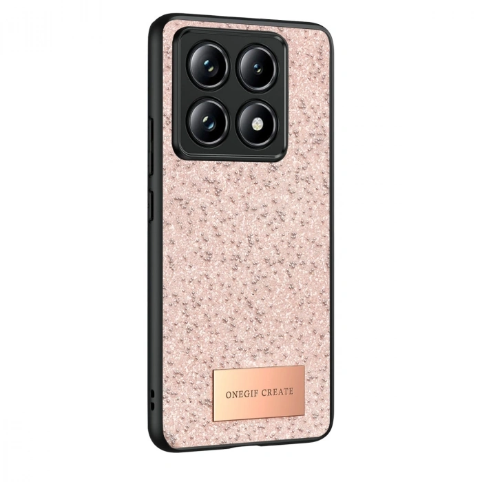 HERŞEYTREND Onegif Xiaomi Mi 14t Pro Bright Simli Kapak - Pembe