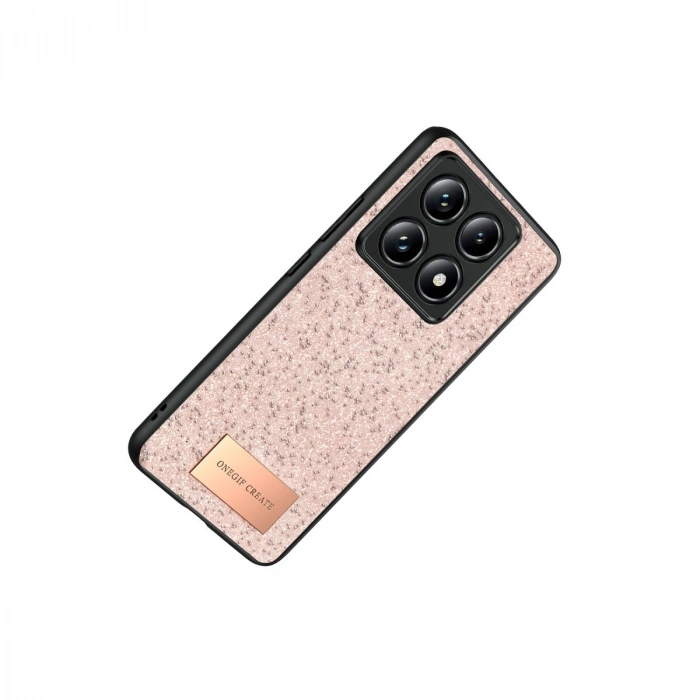 HERŞEYTREND Onegif Xiaomi Mi 14t Pro Bright Simli Kapak - Pembe