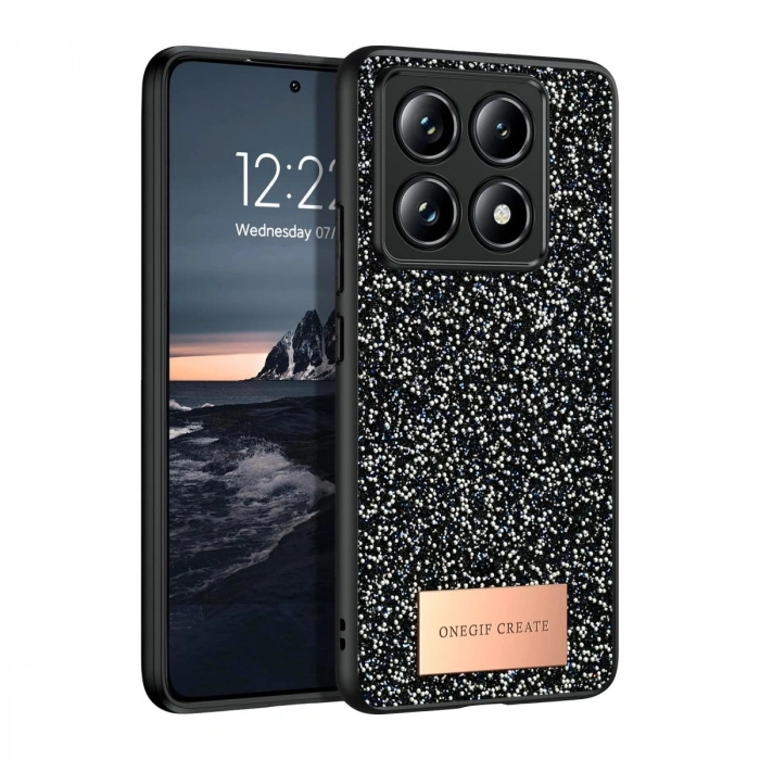 HERŞEYTREND Onegif Xiaomi Mi 14t Pro Bright Simli Kapak - Siyah