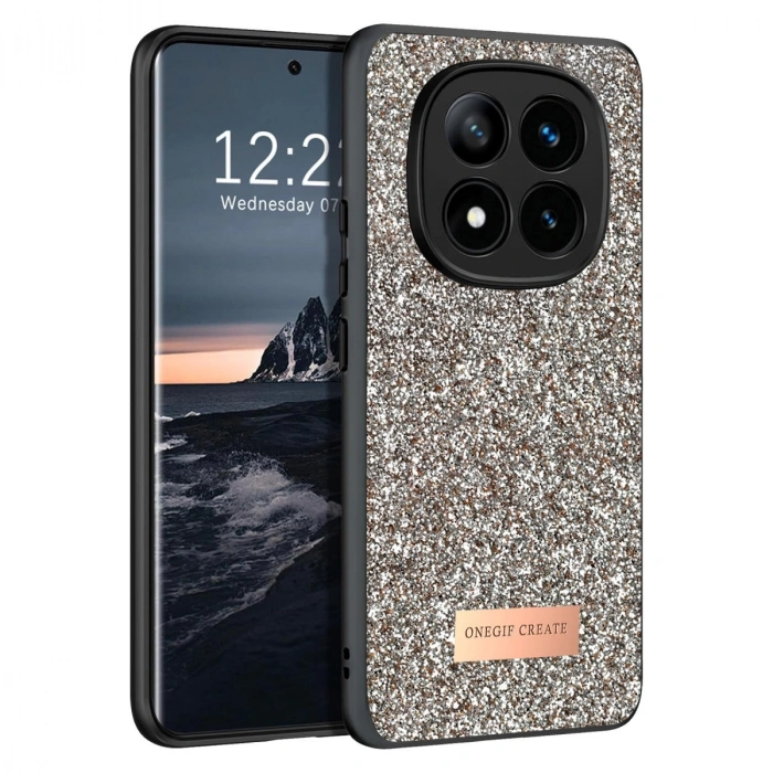 HERŞEYTREND Onegif Xiaomi Redmi Note 14 Pro 4g Bright Simli Kapak - Gold