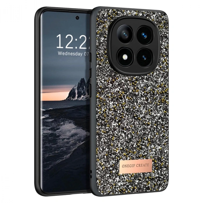 HERŞEYTREND Onegif Xiaomi Redmi Note 14 Pro 4g Bright Simli Kapak - Gümüş