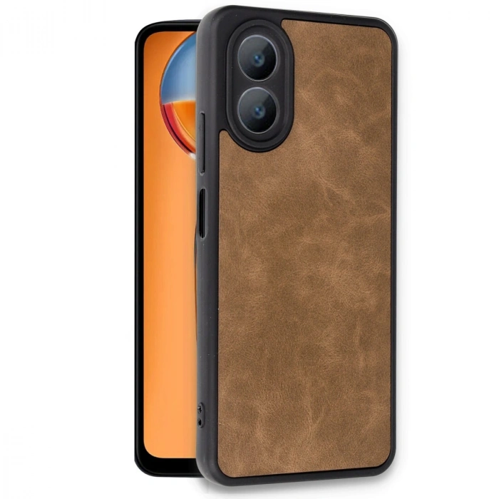 HERŞEYTREND Oppo A38 Kılıf Aras Deri Kapak - Taba