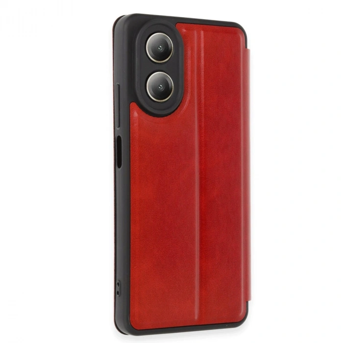 HERŞEYTREND Oppo A38 Kılıf Flip Cover - Kırmızı