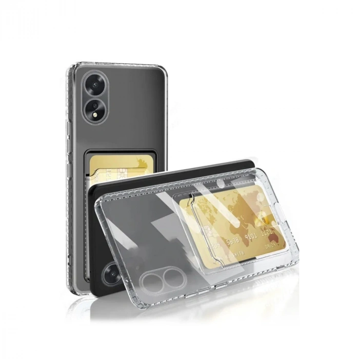 HERŞEYTREND Oppo A38 Kılıf Kart Şeffaf Silikon - Şeffaf