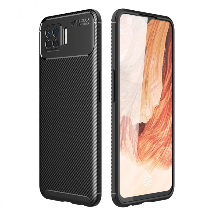 HERŞEYTREND Oppo A73 Kılıf Auto Focus Karbon Kapak - Siyah