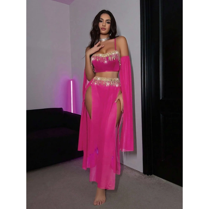 HERŞEYTREND  Özel Tasarım Pembe Dansöz Kostümü